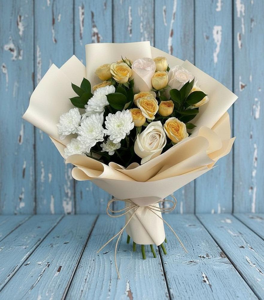 Букет цветов из: Розы и Хризантемы в Любучаны