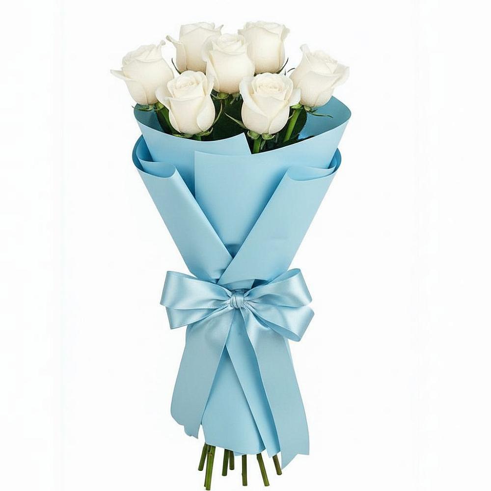 Букет 7 белых роз Проуд в Любучаны