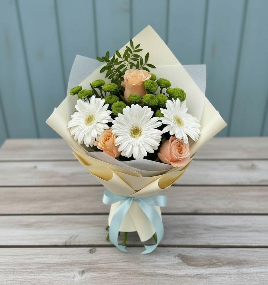 Букет цветов из: Герберы, Розы и Хризантемы в Любучаны