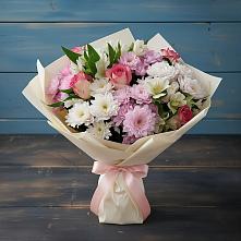 Букет цветов из:  Хризантемы, Альстромерии и Розы в Любучаны