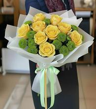 Букет цветов из:  Хризантемы и Розы в Любучаны