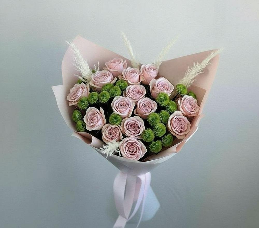 Букет цветов из: Розы и Хризантемы в Любучаны