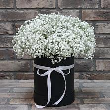 Цветочная композиция из Гипсофила в шляпной коробке в Любучаны
